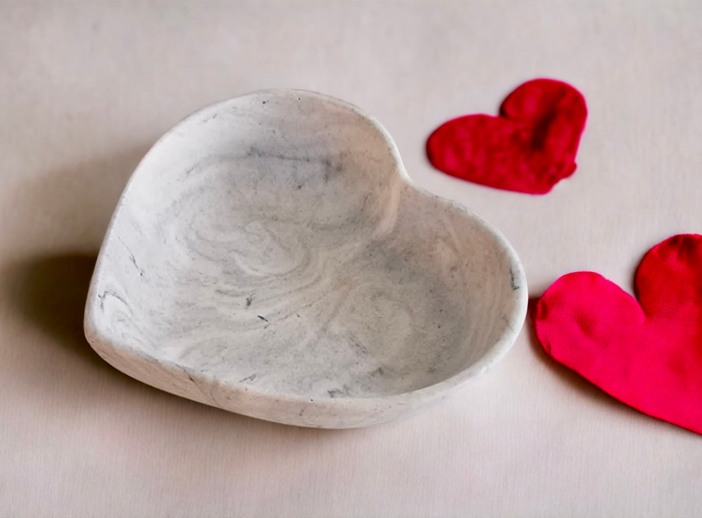 Mini Love Heart Trinket Dish - Marble